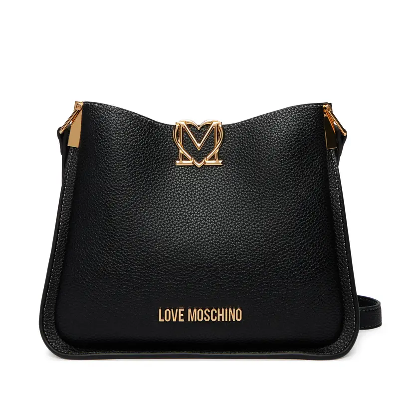 Love Moschino Borsetta in pelle nera con dettagli dorati