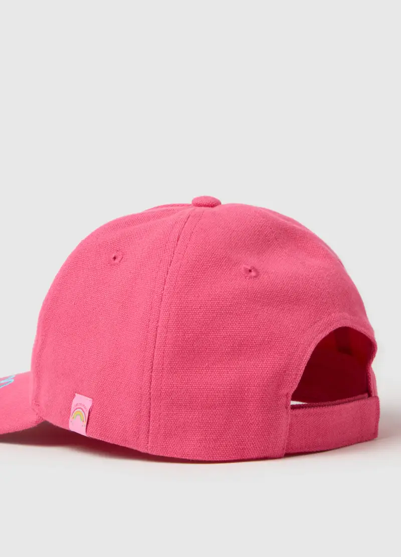 Cappello In Puro Cotone Rosa Da Bambina Con Stella Ricamata, Rosa miniatura 2