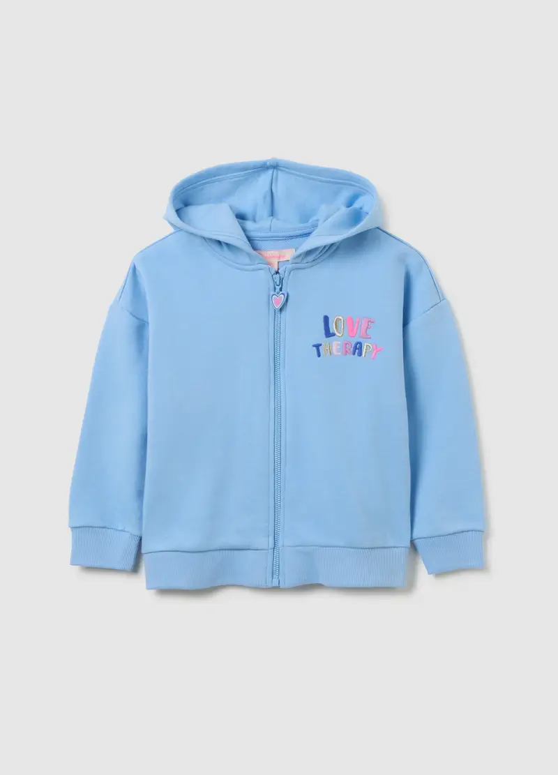 LOVE THERAPY, Felpa Da Bambina In Misto Cotone Azzurra Oversize, Azzurro, Taglia: 3-4