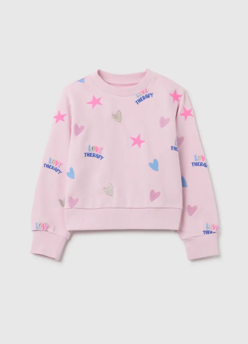 Felpa Da Bambina In Misto Cotone Rosa Regular Fit, Rosa