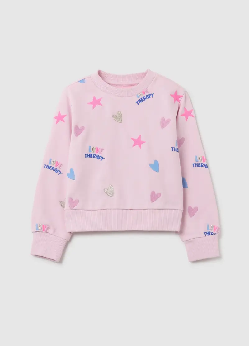 LOVE THERAPY, Felpa Da Bambina In Misto Cotone Rosa Regular Fit, Rosa, Taglia: 3-4