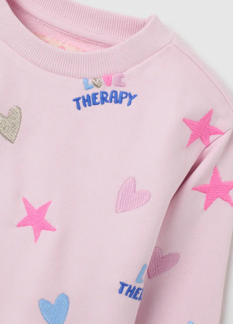LOVE THERAPY, Felpa Da Bambina In Misto Cotone Rosa Regular Fit, Rosa, Taglia: 3-4 miniatura 2