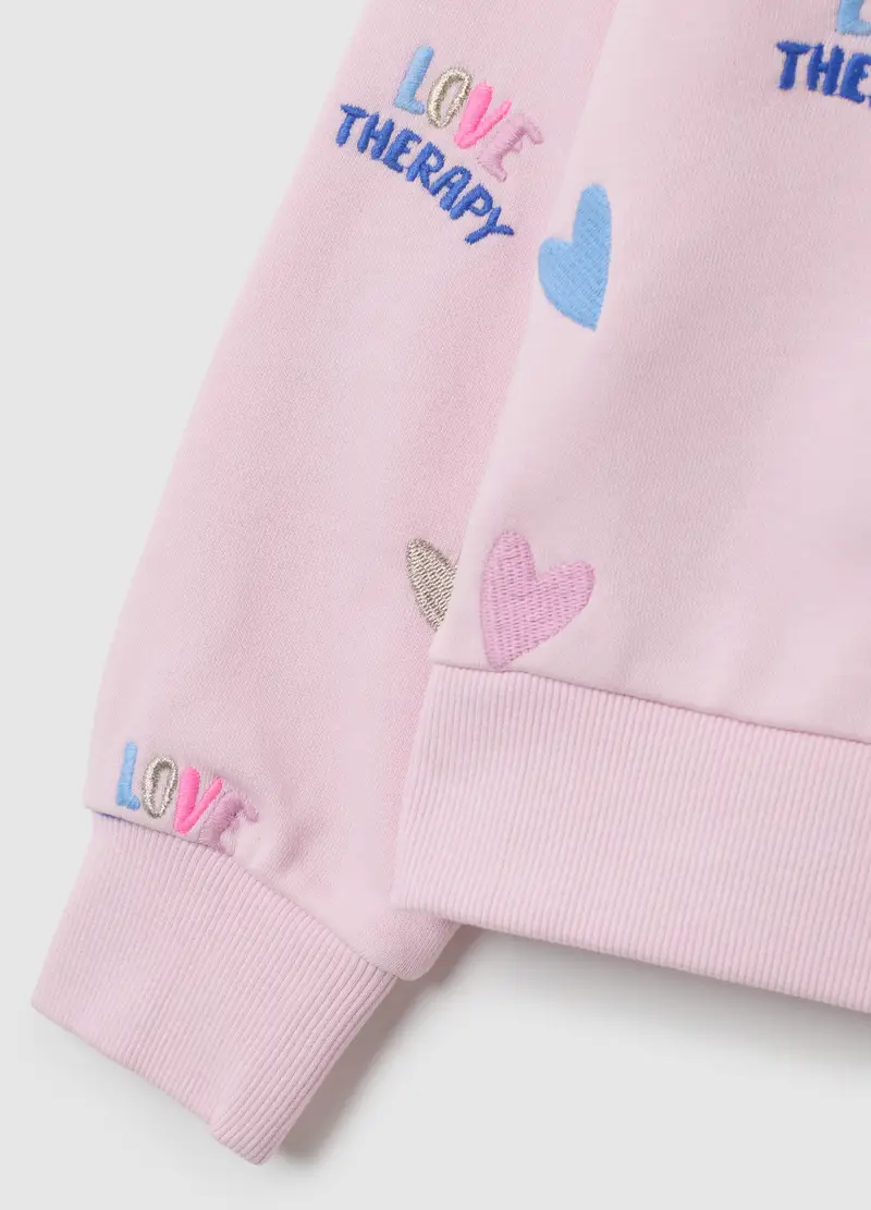 LOVE THERAPY, Felpa Da Bambina In Misto Cotone Rosa Regular Fit, Rosa, Taglia: 3-4 miniatura 3
