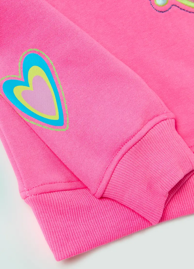 Felpa Girocollo Stampa E Ricami, Bambina, Rosa miniatura 3