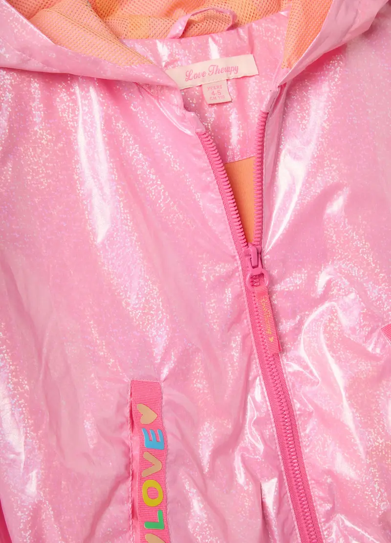 Giacca Glitterata Rosa Con Cappuccio Da Bambina Regular Fit, Rosa miniatura 3