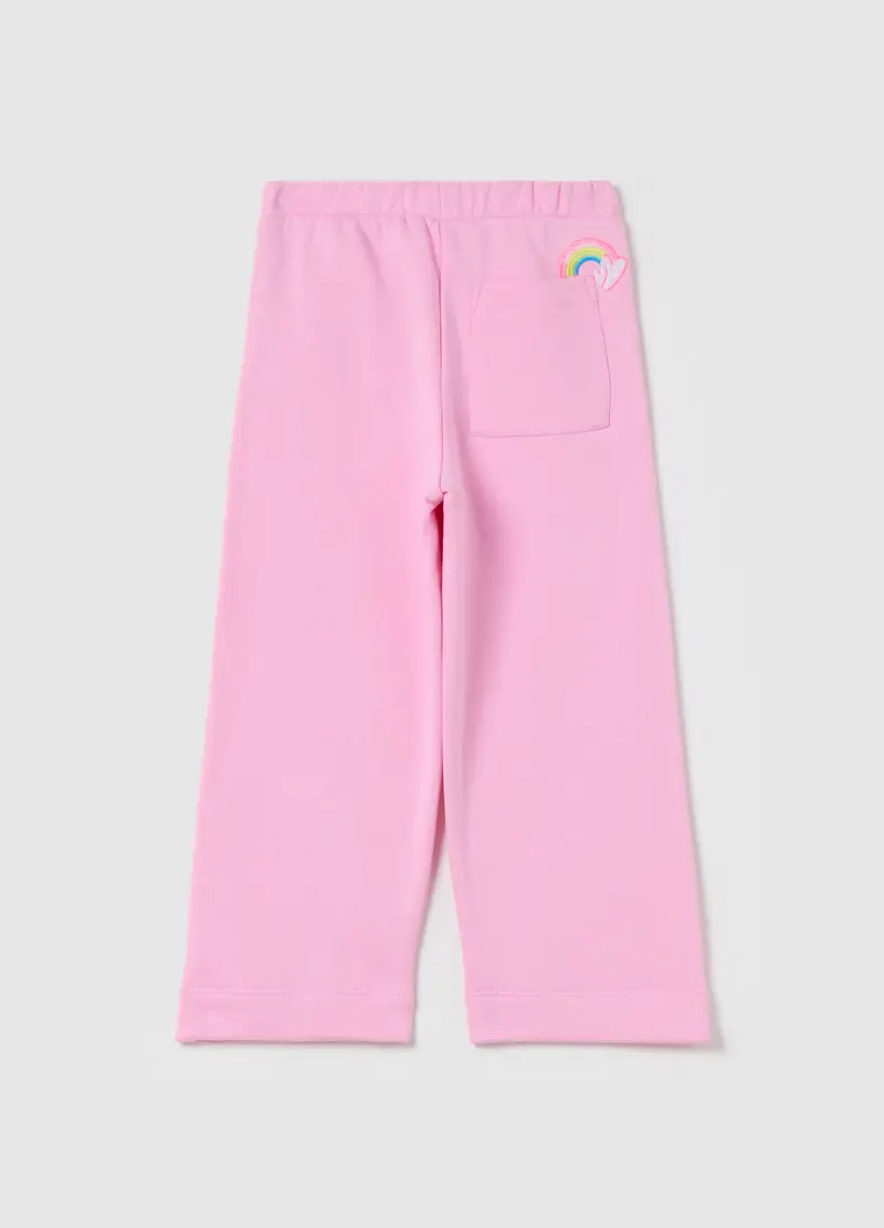 Joggers A Gamba Larga Con Patch, Bambina, Rosa miniatura 2