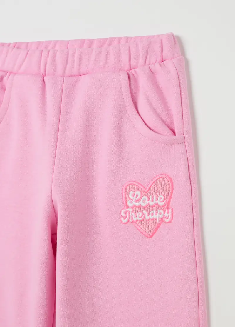 Joggers A Gamba Larga Con Patch, Bambina, Rosa miniatura 3