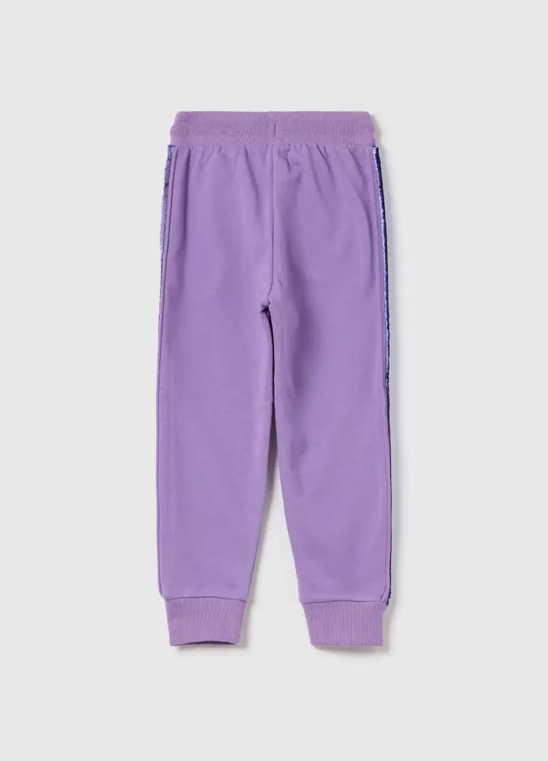 Joggers Con Paillettes E Ricamo Cuore, Bambina, Viola miniatura 2