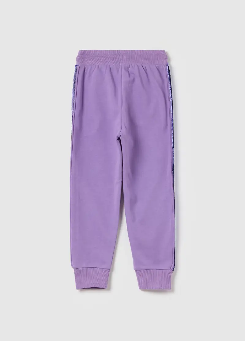 Joggers Con Paillettes E Ricamo Cuore, Bambina, Viola miniatura 2