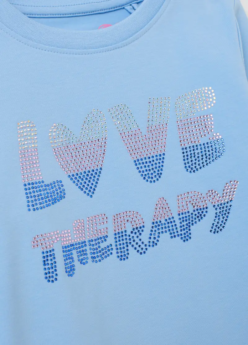 LOVE THERAPY, Maglia Da Bambina In Cotone Elasticizzato Azzurra Regular Fit, Azzurro, Taglia: 3-4 miniatura 2