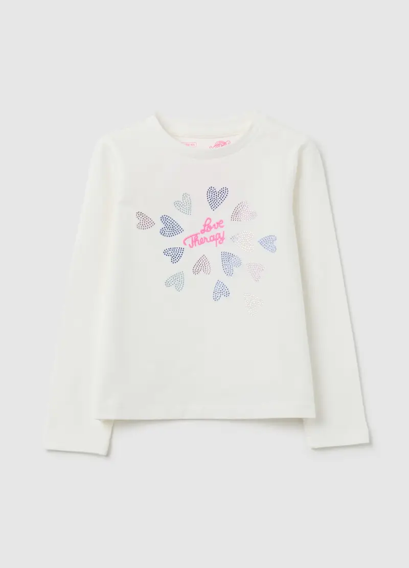 LOVE THERAPY, Maglietta Da Bambina In Cotone Elasticizzato Bianca Regular Fit, Bianco, Taglia: 3-4