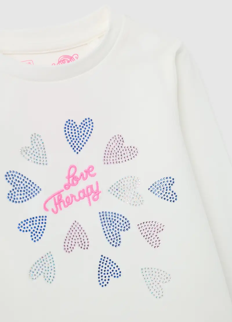 LOVE THERAPY, Maglietta Da Bambina In Cotone Elasticizzato Bianca Regular Fit, Bianco, Taglia: 3-4 miniatura 2