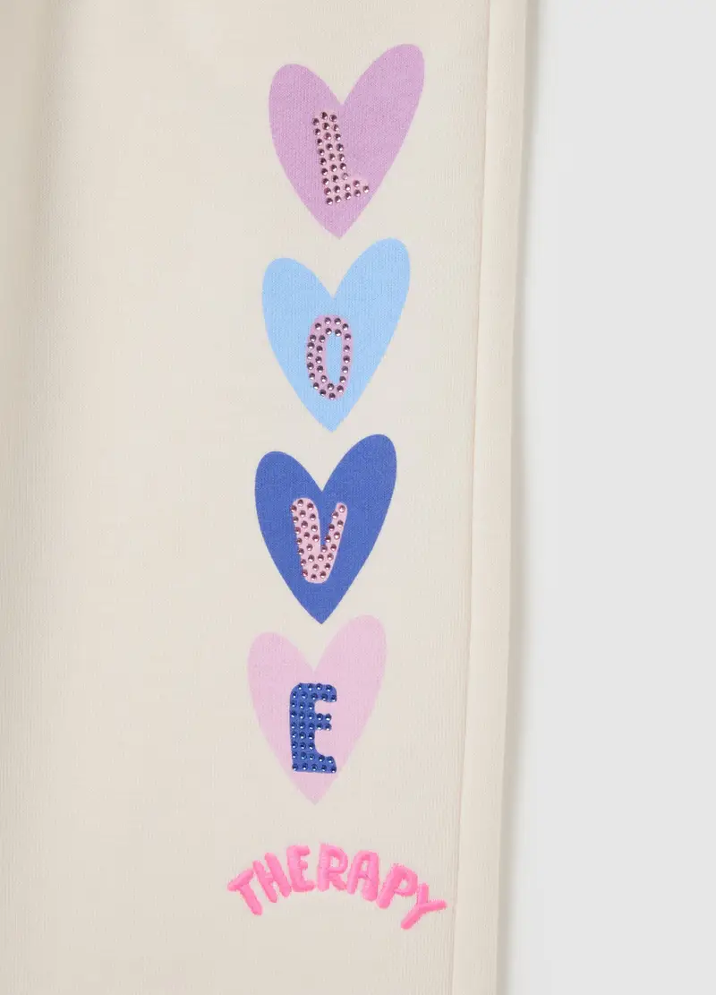 LOVE THERAPY, Pantaloni Jogger Da Bambina In Misto Cotone Beige, Beige, Taglia: 3-4 miniatura 2