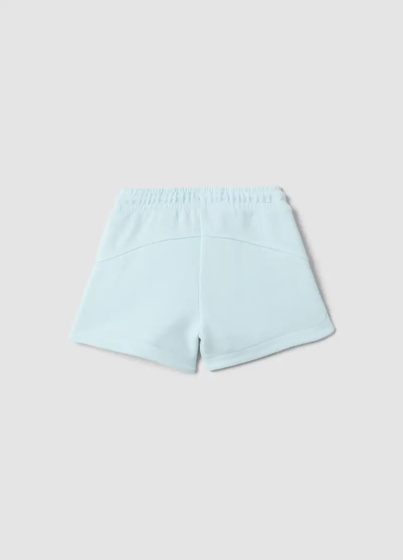 Shorts In Misto Cotone Azzurri Da Bambina Regular Fit Con Cuore, Azzurro miniatura 2