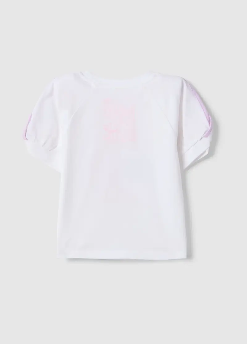 T-shirt In Cotone Elasticizzato Bianca Da Bambina Con Stampa Gelato, Bianco miniatura 2