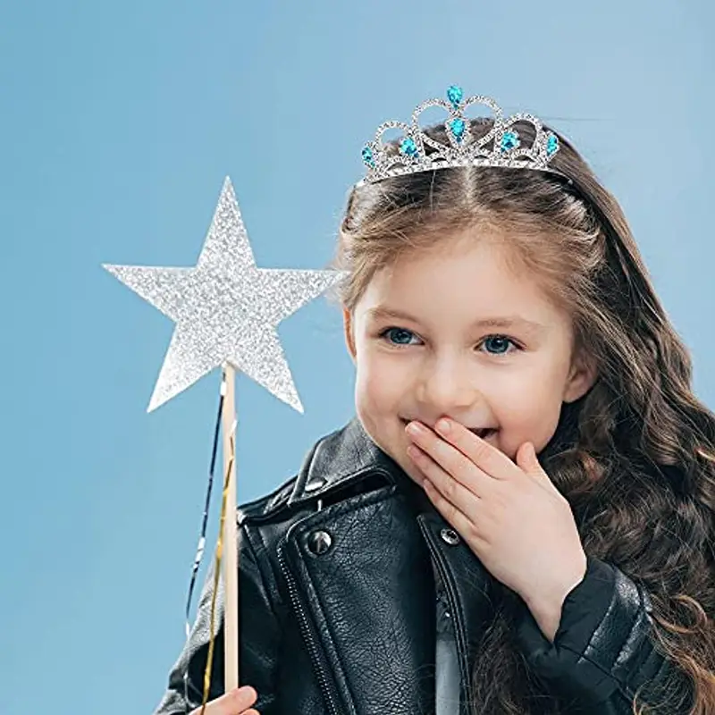 Lovelyshop Blue Gems Strass Diadema per Little Kid Big Kid Prom Compleanno Principessa Corona miniatura 2