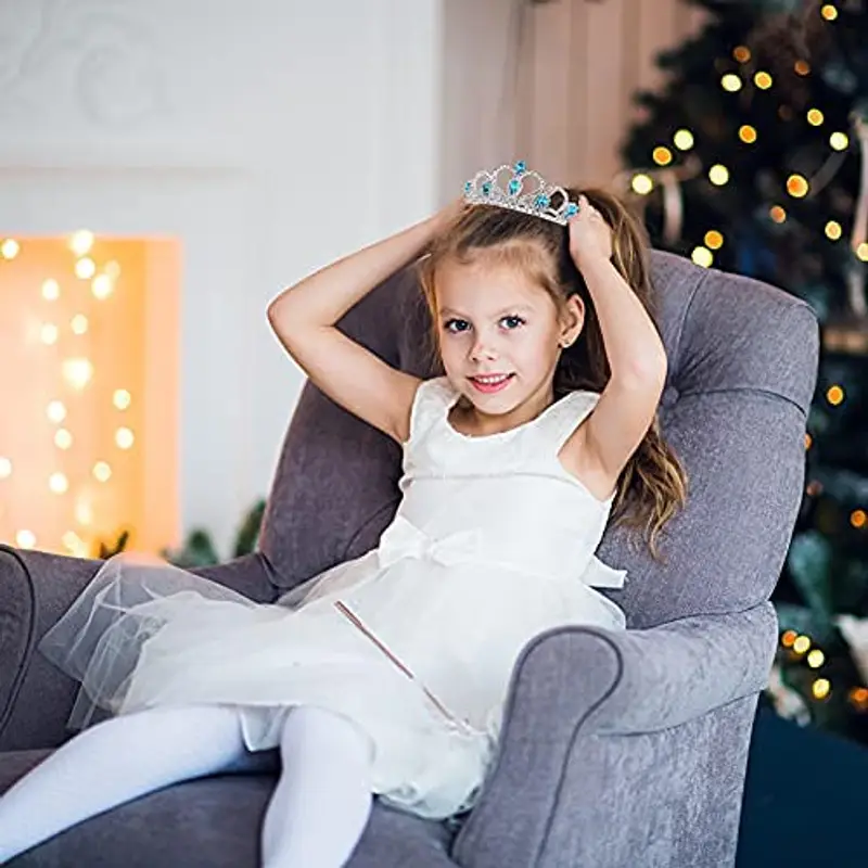 Lovelyshop Blue Gems Strass Diadema per Little Kid Big Kid Prom Compleanno Principessa Corona miniatura 3
