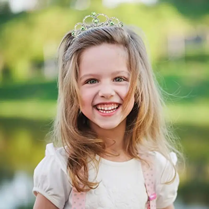 Lovelyshop Green Gems Strass Diadema, Senza Pettine per Little Kid Big Kid Girl Prom Compleanno Princess Party miniatura 2