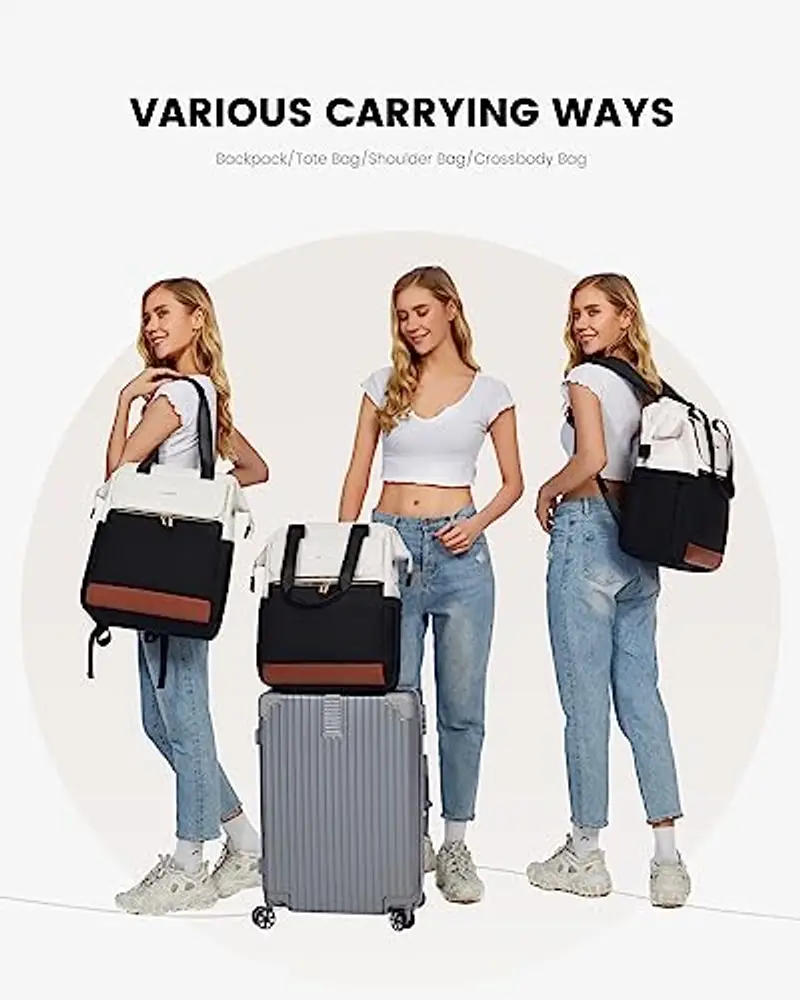 LOVEVOOK 15, 6 Pollici Zaino Porta PC Donna, Zaino Lavoro Antifurto, Zaino da Università Impermeabile, Computer Backpack Capiente per Laptop con Porta USB per Viaggi, Docente, Ufficio, Scuola miniatura 2
