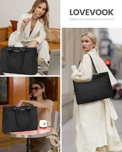 LOVEVOOK Borsa Donna Grande, PU Pelle Borse da Lavoro Università Tote Bag porta PC 15.6 Pollici, Elegante Borsa miniatura 2