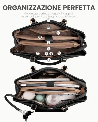 LOVEVOOK Borsa Donna Grande, PU Pelle Borse da Lavoro Università Tote Bag porta PC 15.6 Pollici, Elegante Borsa miniatura 3