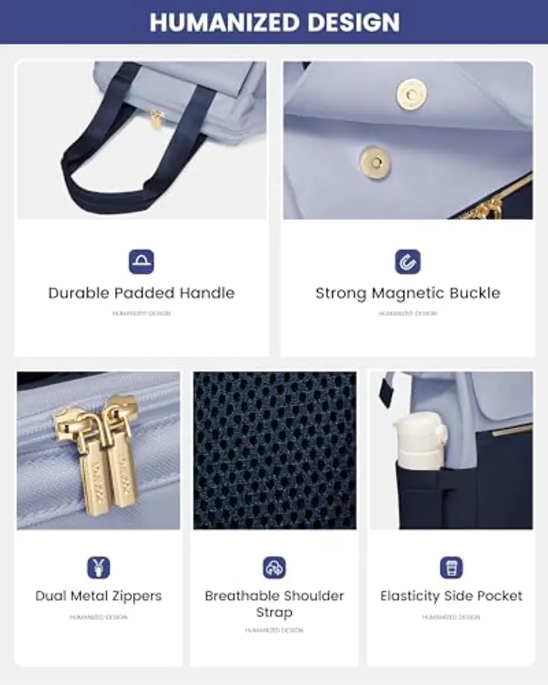 LOVEVOOK Zaino da donna, per computer portatile, impermeabile, Blu chiaro e blu navy, 17, 3 Zoll miniatura 3