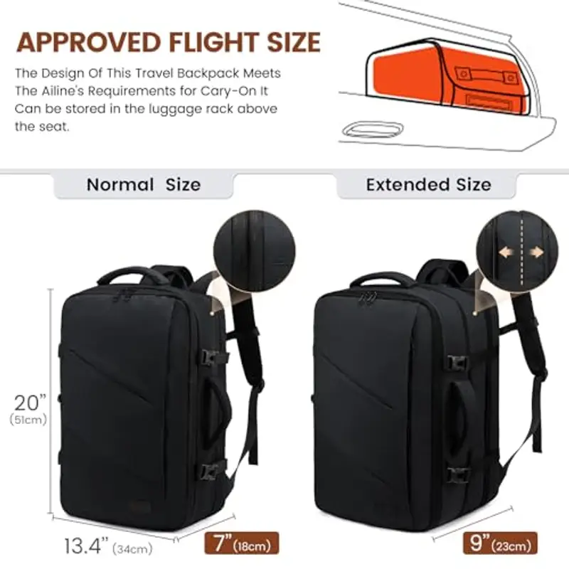 LOVEVOOK Zaino Donna Grande Da Viaggio Per Aereo, Bagaglio A Mano Borse Da Cabina Con porta Usb, Per PC 15, 6 Pollici miniatura 2