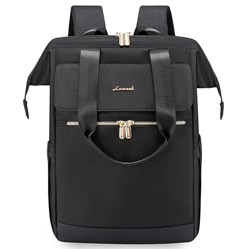 LOVEVOOK Zaino Donna Nero 15,6 Pollici, Zaino Lavoro Porta PC Antifurto, Zaino da Università Impermeabile, Computer Backpack Capiente per Laptop con Porta USB per Viaggi, Scuola