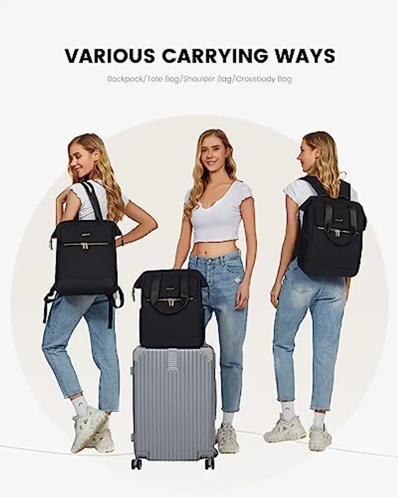 LOVEVOOK Zaino Donna Nero 15, 6 Pollici, Zaino Lavoro Porta PC Antifurto, Zaino da Università Impermeabile, Computer Backpack Capiente per Laptop con Porta USB per Viaggi, Scuola miniatura 2