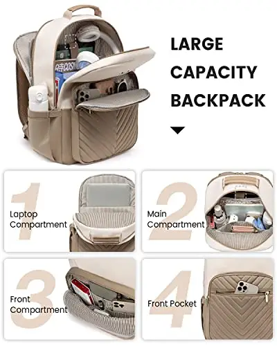 LOVEVOOK Zaino Donna Porta PC 17 Pollici, Da Viaggio e Lavoro, Elegante per Laptop, Ufficio Università Viaggi Aereo miniatura 2