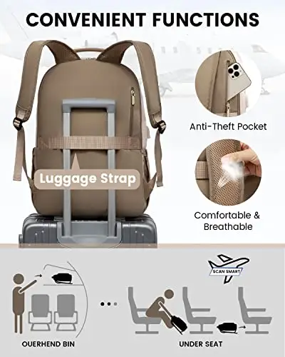 LOVEVOOK Zaino Donna Porta PC 17 Pollici, Da Viaggio e Lavoro, Elegante per Laptop, Ufficio Università Viaggi Aereo miniatura 3