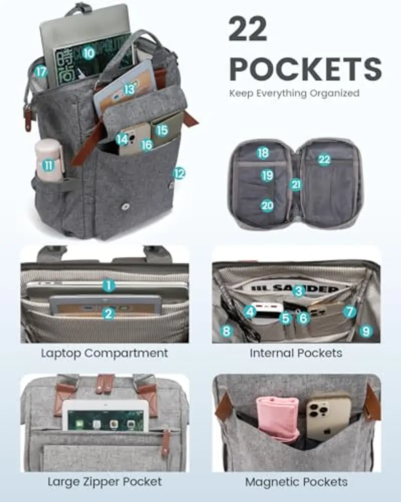 LOVEVOOK Zaino Donna, Zaino porta PC Donna 15.6 pollici Impermeabile con Borsa per Cavo Dati, Zaini per Laptop miniatura 3