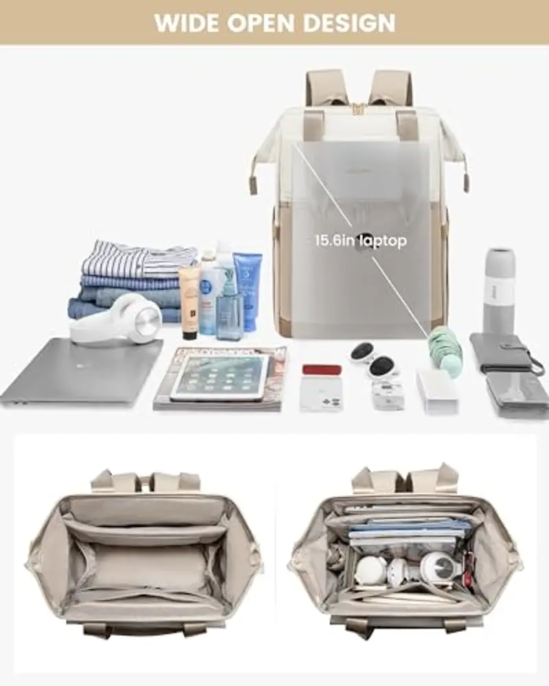 LOVEVOOK Zaino Porta PC Donna 15, 6 Pollici, Antifurto e Impermeabile, Con Porta USB per Lavoro, Università, Viaggi, Docente, Ufficio, Scuola miniatura 3