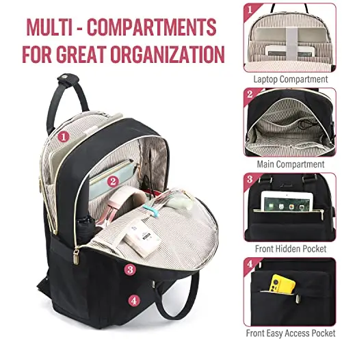 LOVEVOOK Zaino Porta PC Donna, 15, 6 Pollici Impermeabile Computer Backpack Antifurto con Porta USB e Scomparto per miniatura 2