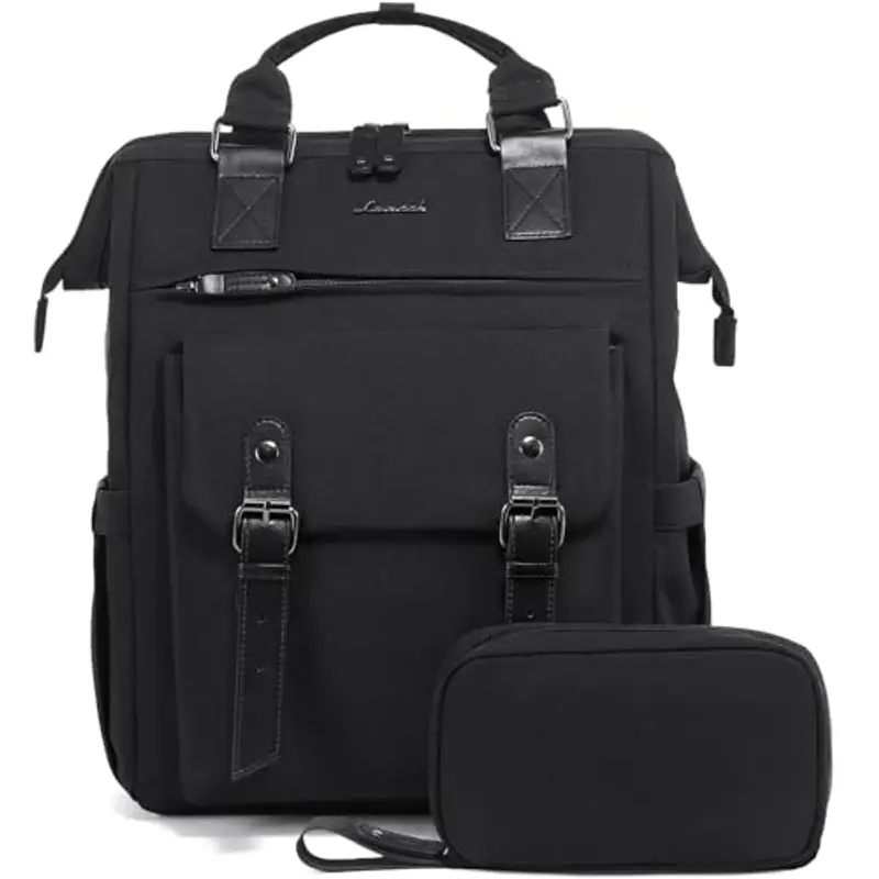 LOVEVOOK Zaino porta PC Donna 15.6 pollici, Impermeabile Zaino Donna Università con Borsa per Cavo Dati, Nero Zaini