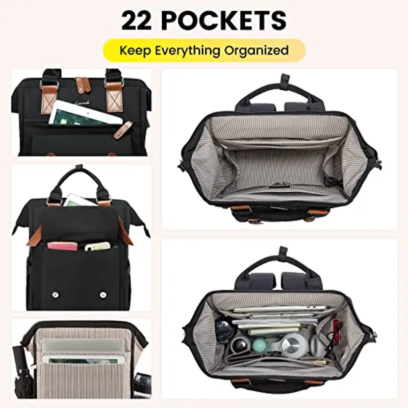 LOVEVOOK Zaino porta PC Donna 15.6 pollici, Impermeabile Zaino Donna Universita con Borsa per Cavo Dati, Zaini per miniatura 3