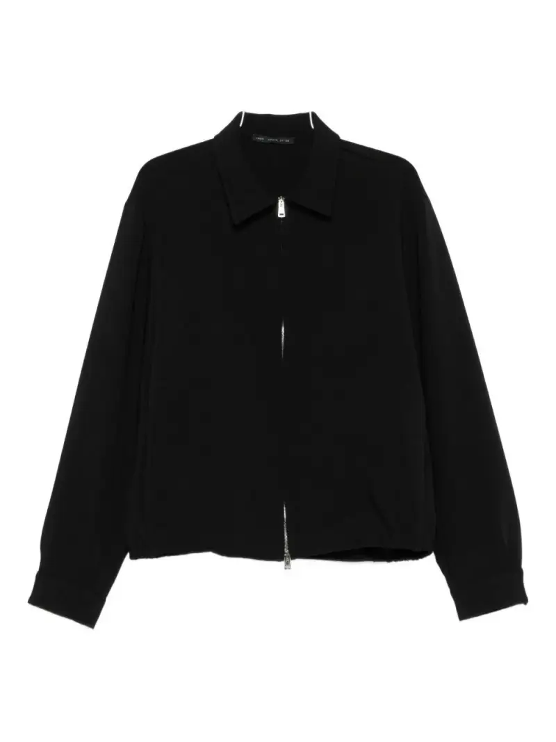 Giacca Camicia con Zip e Colletto Nero