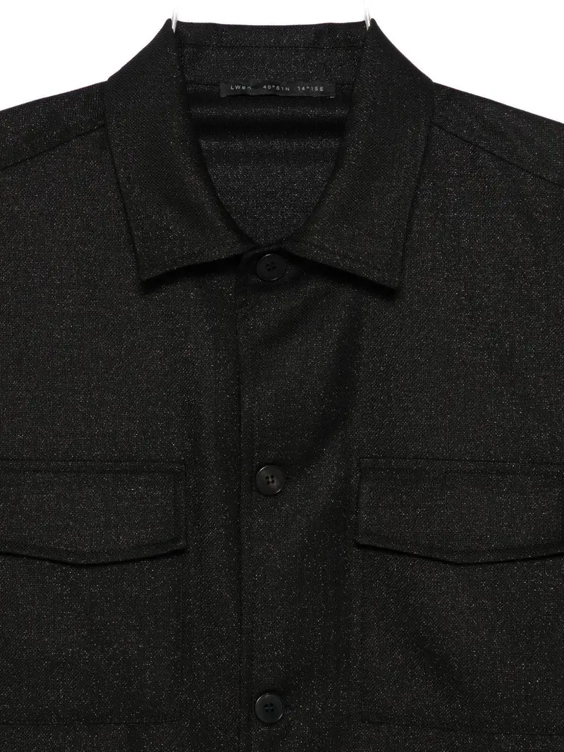 Giacca nera con colletto a punta e tasche sul petto Nero miniatura 2