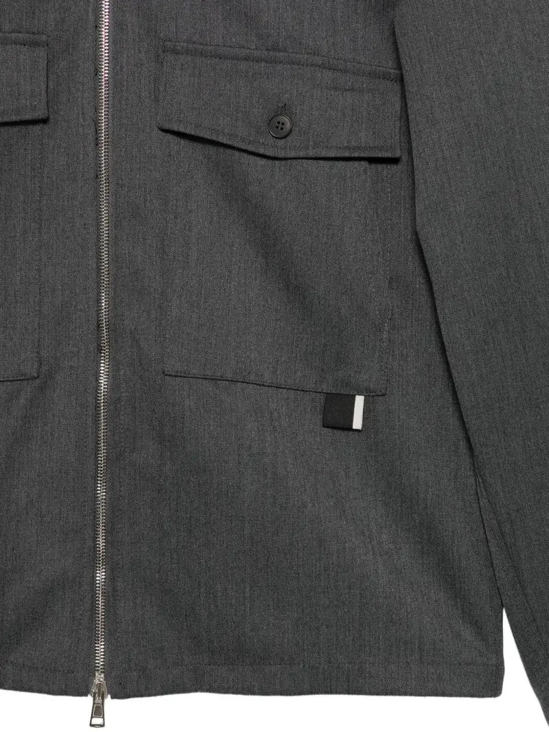 Giubbino grigio con colletto a punta e chiusura con zip miniatura 3