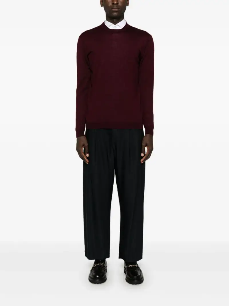 Maglione k139 bordeaux in maglia fine lana miniatura 2