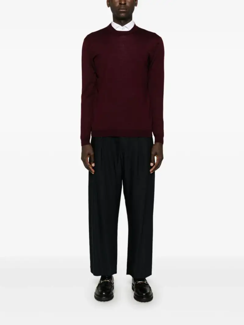 Maglione k139 bordeaux in maglia fine lana miniatura 2