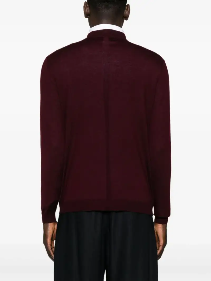 Maglione k139 bordeaux in maglia fine lana miniatura 5