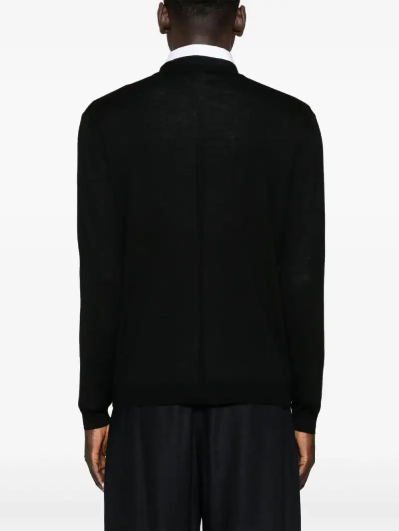 Maglione k139 nero in maglia fine lana miniatura 2