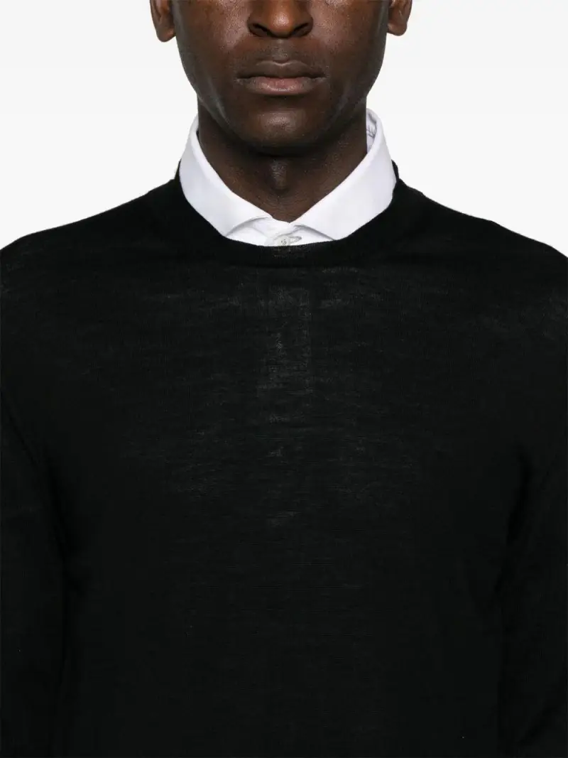 Maglione k139 nero in maglia fine lana miniatura 3