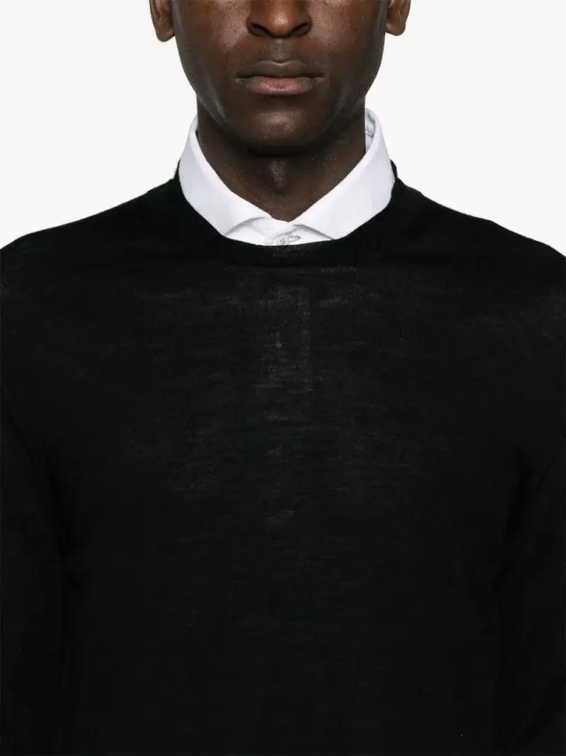 Maglione k139 nero in maglia fine lana miniatura 3