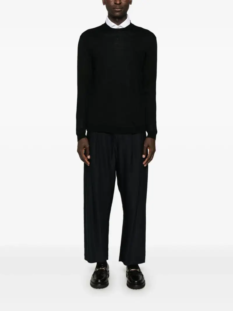 Maglione k139 nero in maglia fine lana miniatura 4