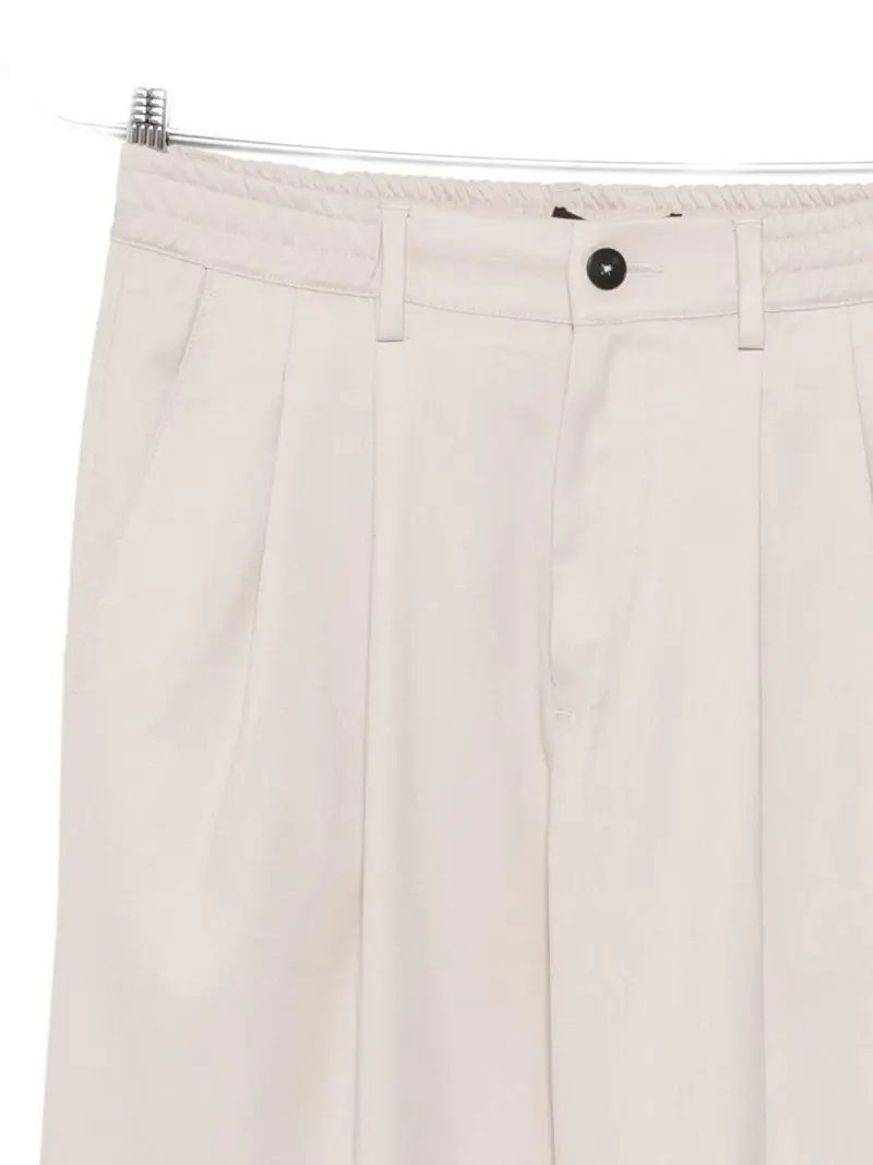 Pantaloni beige dritti con pieghe miniatura 3