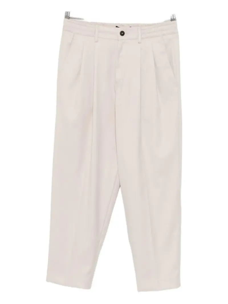 Pantaloni beige dritti con pieghe