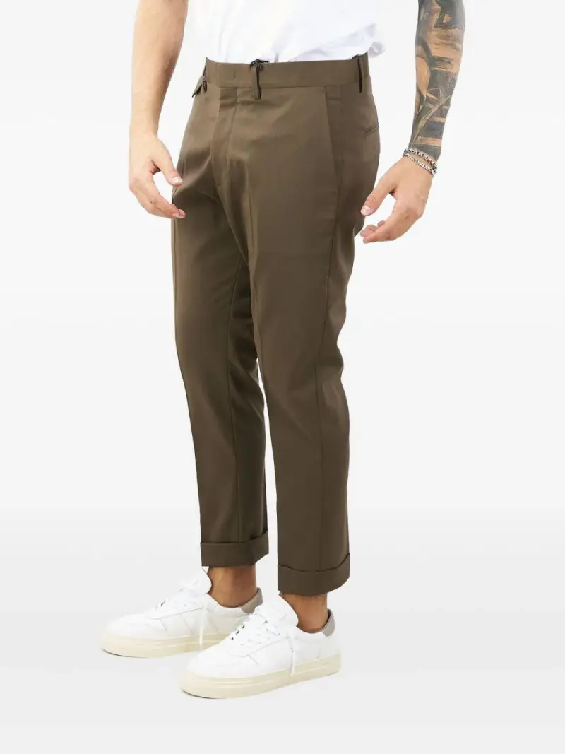 Pantaloni con Risvolto e Pieghe Cammello miniatura 3