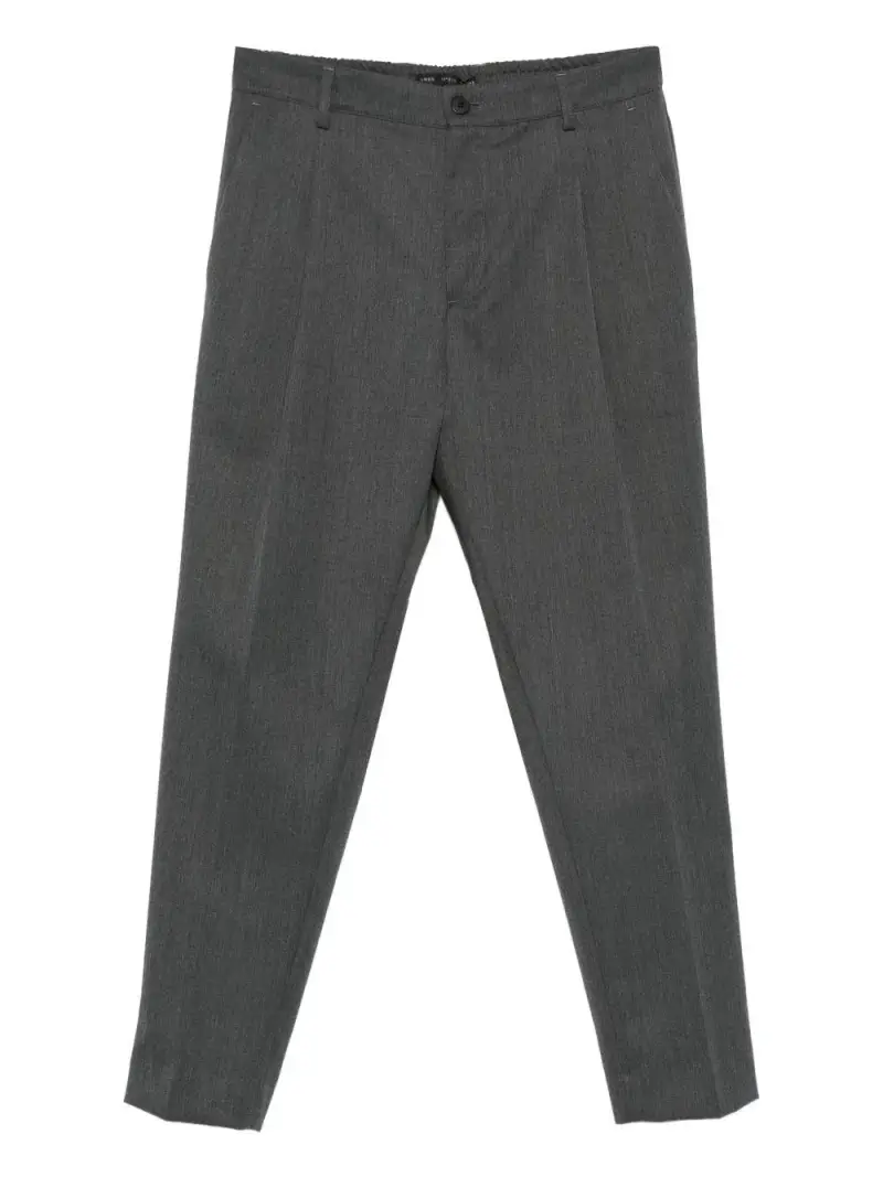 Pantaloni Grigi Plissettati a Vita Elasticizzata Grigio